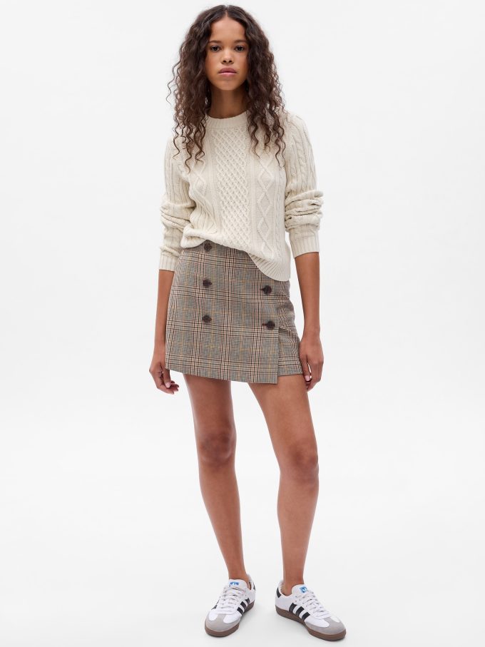 Button-Front Mini Skirt