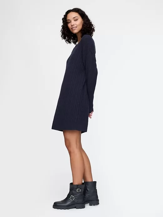 CashSoft Cable-Knit Mini Sweater Dress CashSoft Cable-Knit Mini Sweater Dress