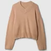 CashSoft Cropped High V-Neck Sweater
