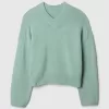 CashSoft Cropped High V-Neck Sweater