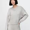 CashSoft Cropped High V-Neck Sweater