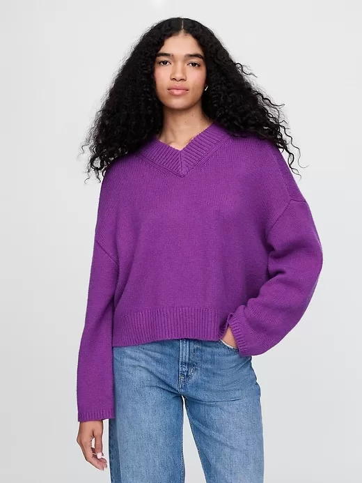 CashSoft Cropped High V-Neck Sweater CashSoft Cropped High V-Neck Sweater