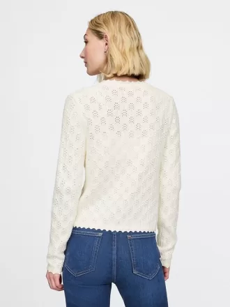 CashSoft Pointelle Cardigan