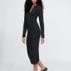 CashSoft Rib Midi Polo Sweater Dress