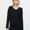 CashSoft Wide Rib V-Neck Sweater