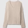 CashSoft Wide Rib V-Neck Sweater