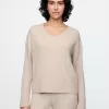 CashSoft Wide Rib V-Neck Sweater