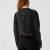 Collarless Cropped Icon Denim Jacket