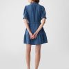 Crinkle Gauze Denim Mini Dress Crinkle Gauze Denim Mini Dress