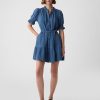 Crinkle Gauze Denim Mini Dress Crinkle Gauze Denim Mini Dress