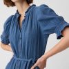 Crinkle Gauze Denim Mini Dress Crinkle Gauze Denim Mini Dress
