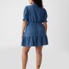 Crinkle Gauze Denim Mini Dress Crinkle Gauze Denim Mini Dress