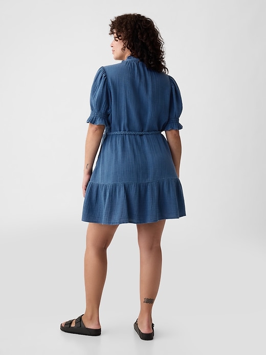 Crinkle Gauze Denim Mini Dress Crinkle Gauze Denim Mini Dress