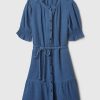 Crinkle Gauze Denim Mini Dress Crinkle Gauze Denim Mini Dress