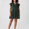 Crinkle Gauze Embroidered Mini Dress