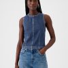 Cropped Denim Shell Tank Top