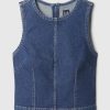 Cropped Denim Shell Tank Top