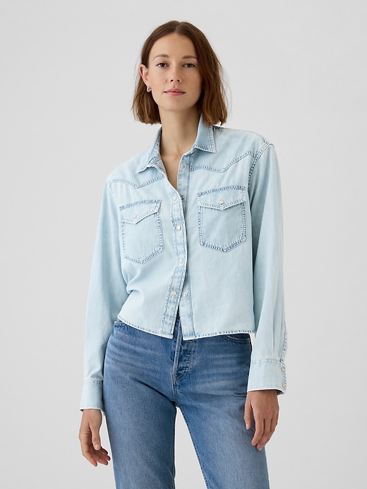 Cropped Denim Western Shirt Cropped Denim Western Shirt