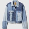 Cropped Patchwork Icon Denim Jacket