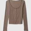 Cropped Pointelle Cardigan