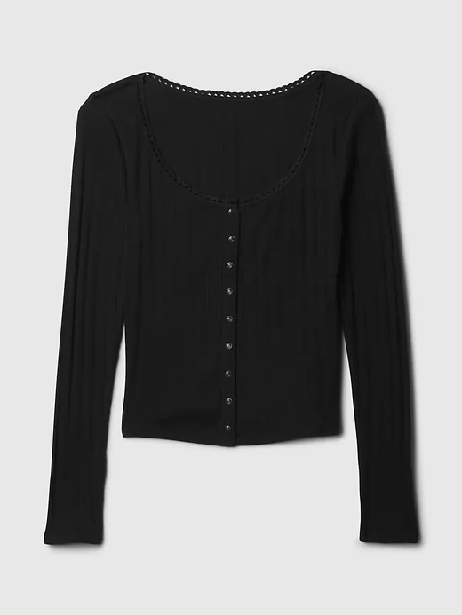 Cropped Pointelle Cardigan Cropped Pointelle Cardigan