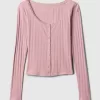Cropped Pointelle Cardigan