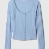 Cropped Pointelle Cardigan