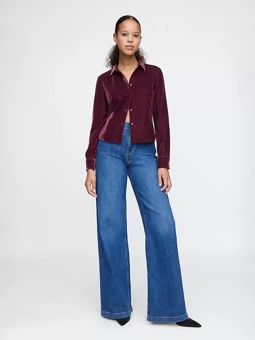 Cropped Velvet Shirt Cropped Velvet Shirt