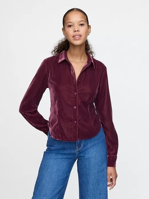 Cropped Velvet Shirt Cropped Velvet Shirt