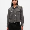 Cropped Western Denim Shirt Cropped Western Denim Shirt