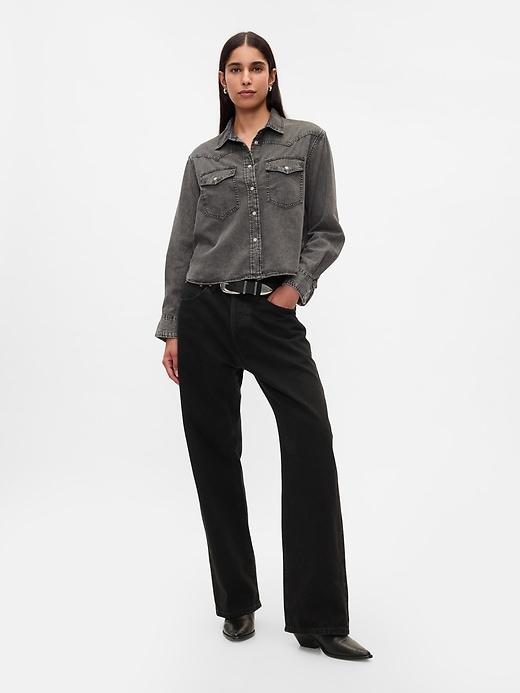 Cropped Western Denim Shirt Cropped Western Denim Shirt