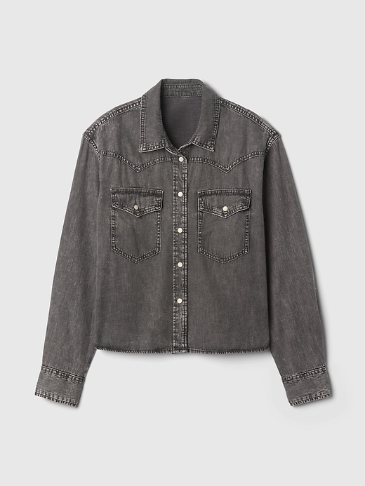 Cropped Western Denim Shirt Cropped Western Denim Shirt