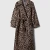 Double-Breasted Leopard Trench Coat