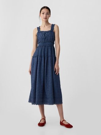 Gap × DÔEN Eyelet Denim Midi Dress
