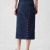 GapHeritage Button-Back Denim Midi Pencil Skirt