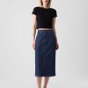 GapHeritage Button-Back Denim Midi Pencil Skirt