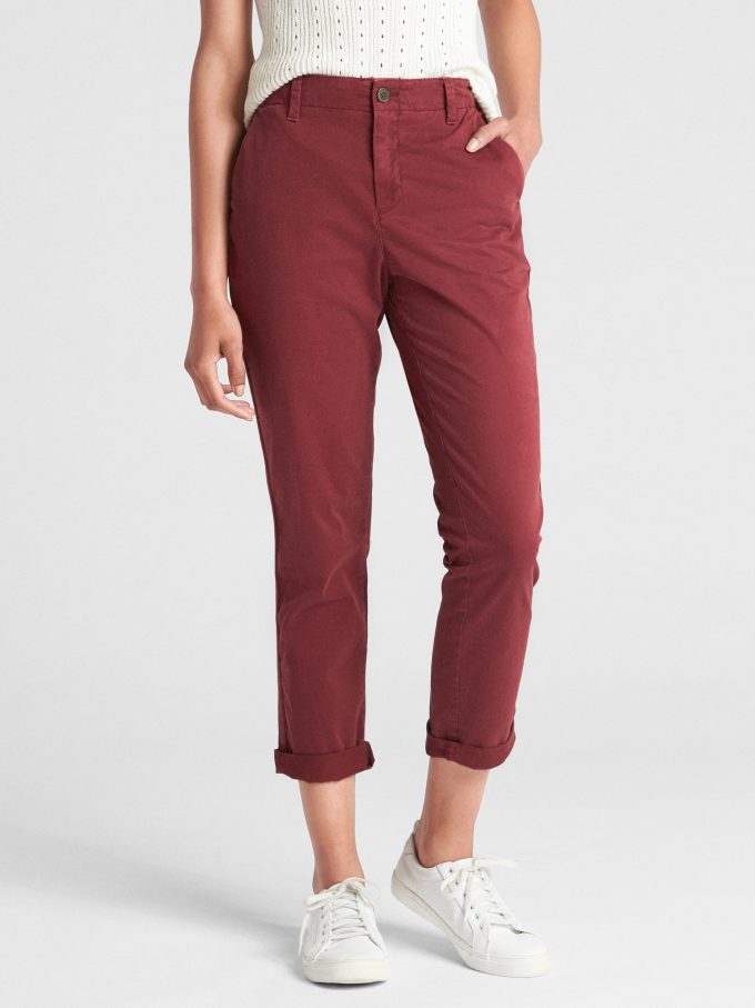 Girlfriend Twill Stripe Khakis