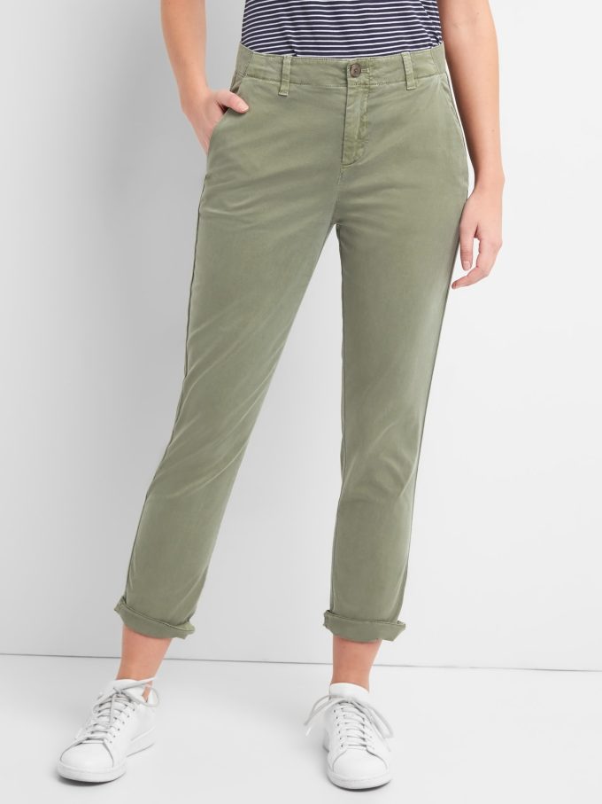 Girlfriend Twill Stripe Khakis