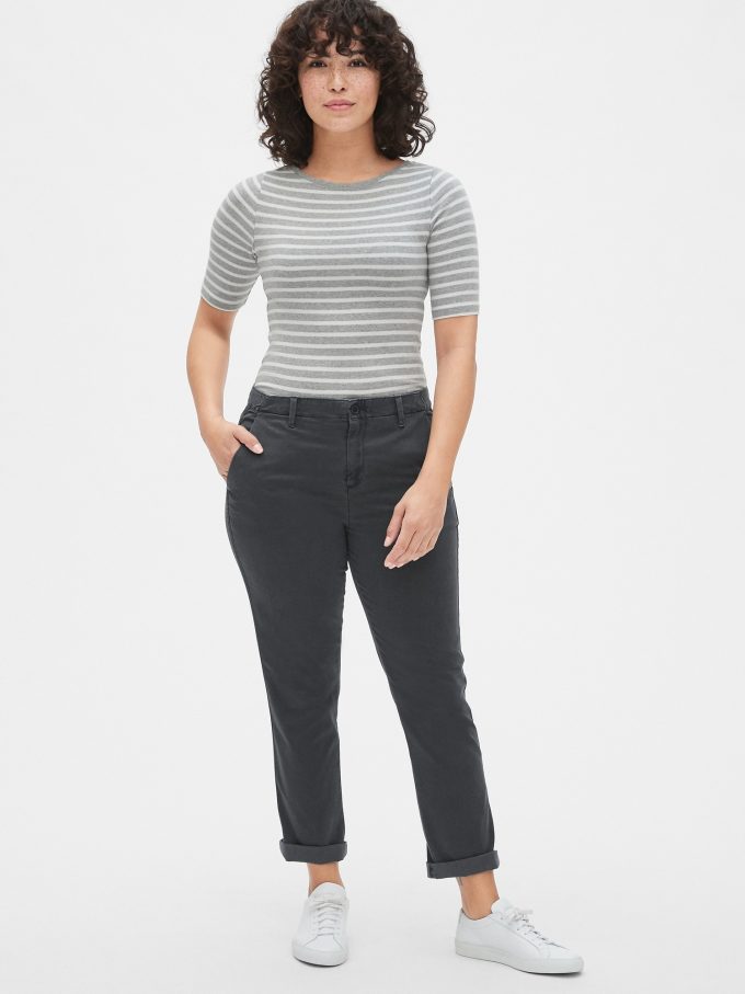 Girlfriend Twill Stripe Khakis