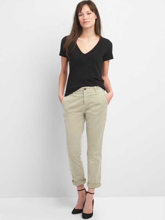 Girlfriend Twill Stripe Khakis