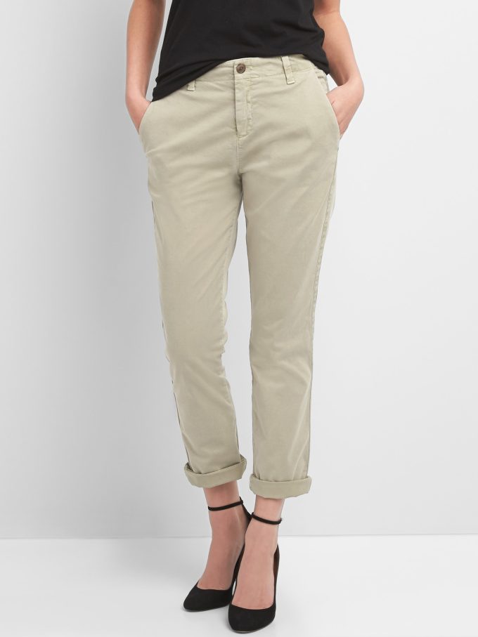 Girlfriend Twill Stripe Khakis