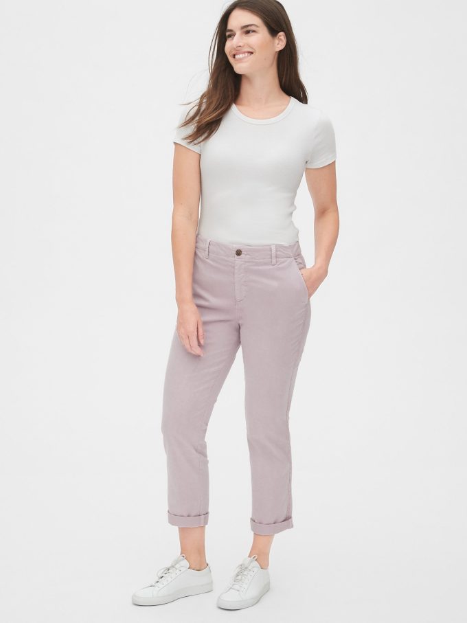 Girlfriend Twill Stripe Khakis