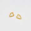 Gold Heart Outline Stud Earrings