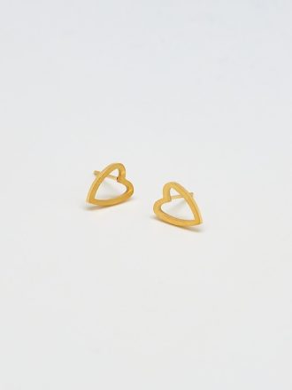 Gold Heart Outline Stud Earrings Gold Heart Outline Stud Earrings