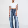 High Rise Patchwork Barrel Jeans