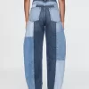 High Rise Patchwork Barrel Jeans