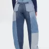 High Rise Patchwork Barrel Jeans