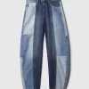 High Rise Patchwork Barrel Jeans