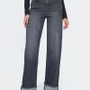 High Rise Stride Cuffed Wide-Leg Jeans