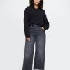 High Rise Stride Cuffed Wide-Leg Jeans